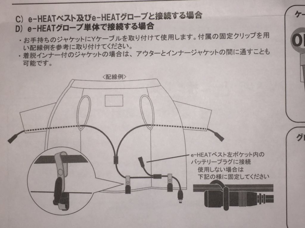 ジャケットの中に配線をはわします。