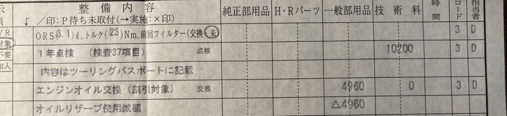 1年点検では11220円