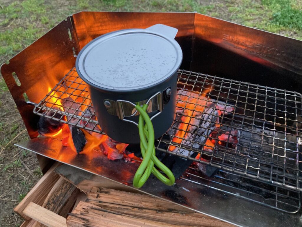 炭で料理