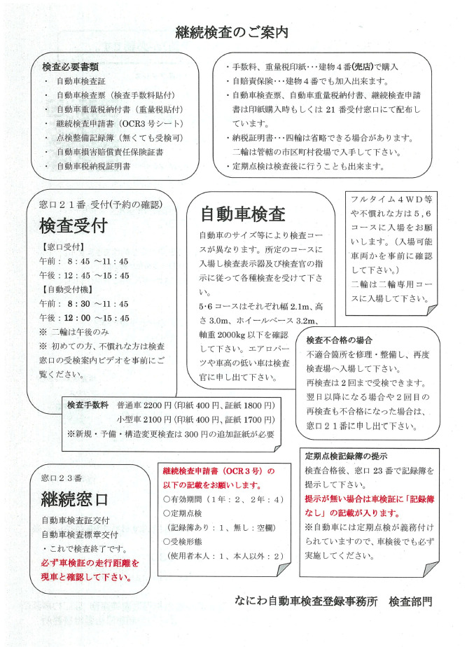 継続検査の案内